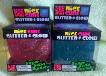 NeeDoh Nice Cube Glitter & Glow Squishy Fidget Toy Schylling NEW