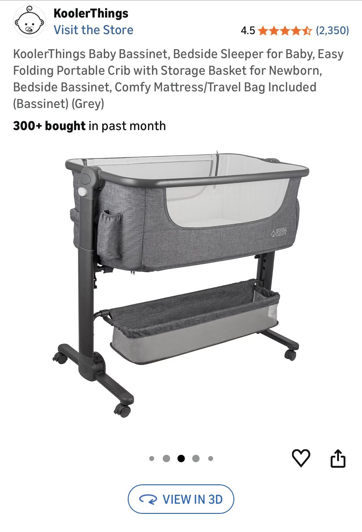 Koolerthings Baby Bassinet Grey Color