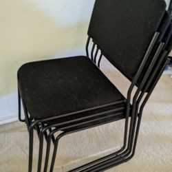 4 Black Stacking Office Chairs