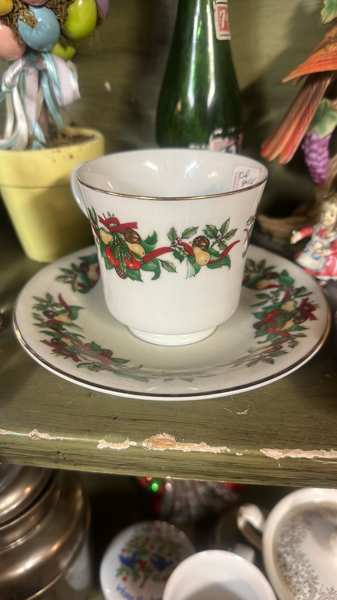 Vintage Holiday Christmas Tea Cup And Saucer