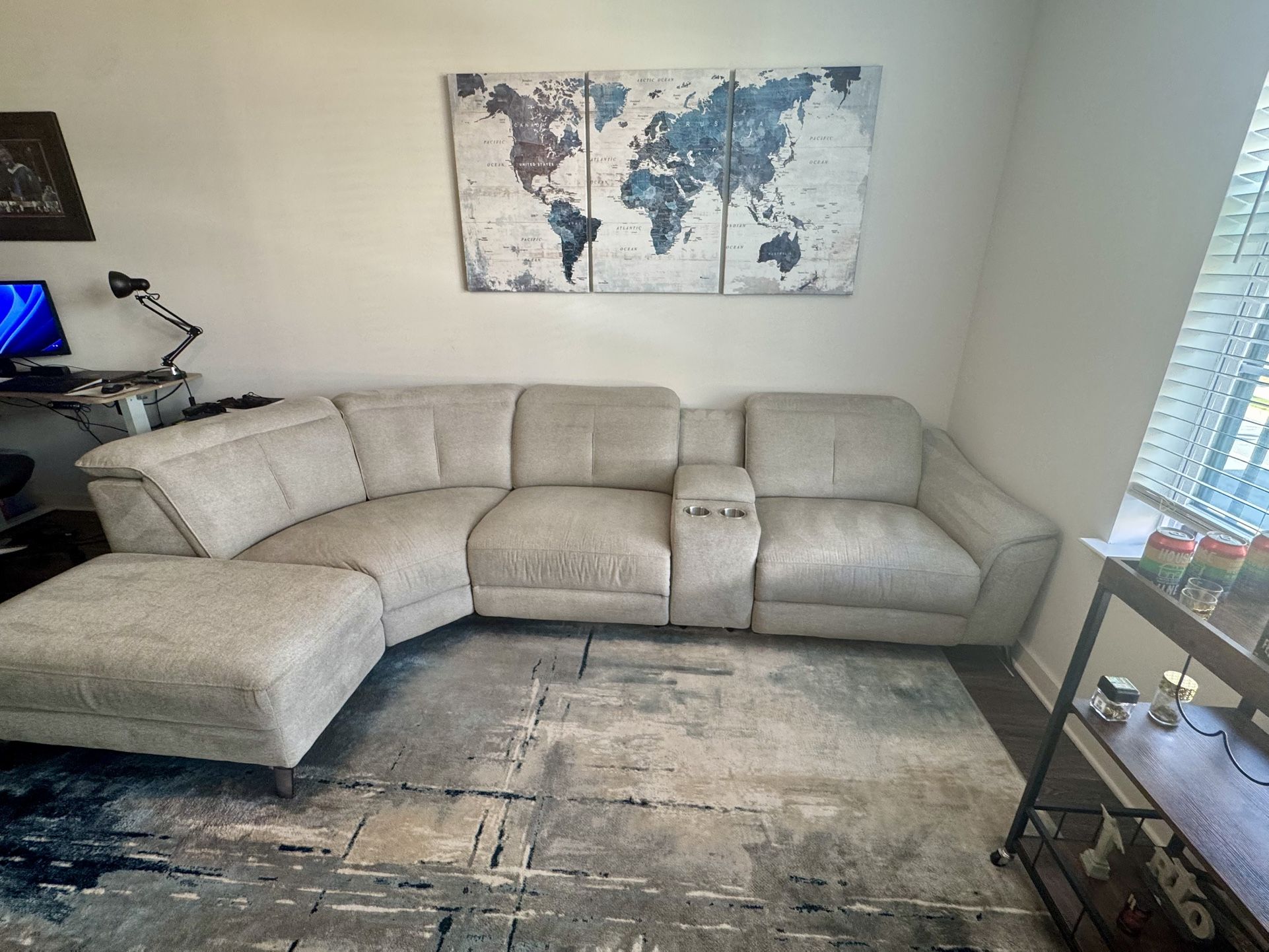 Grey Fabric Sectional - 3 Pieces