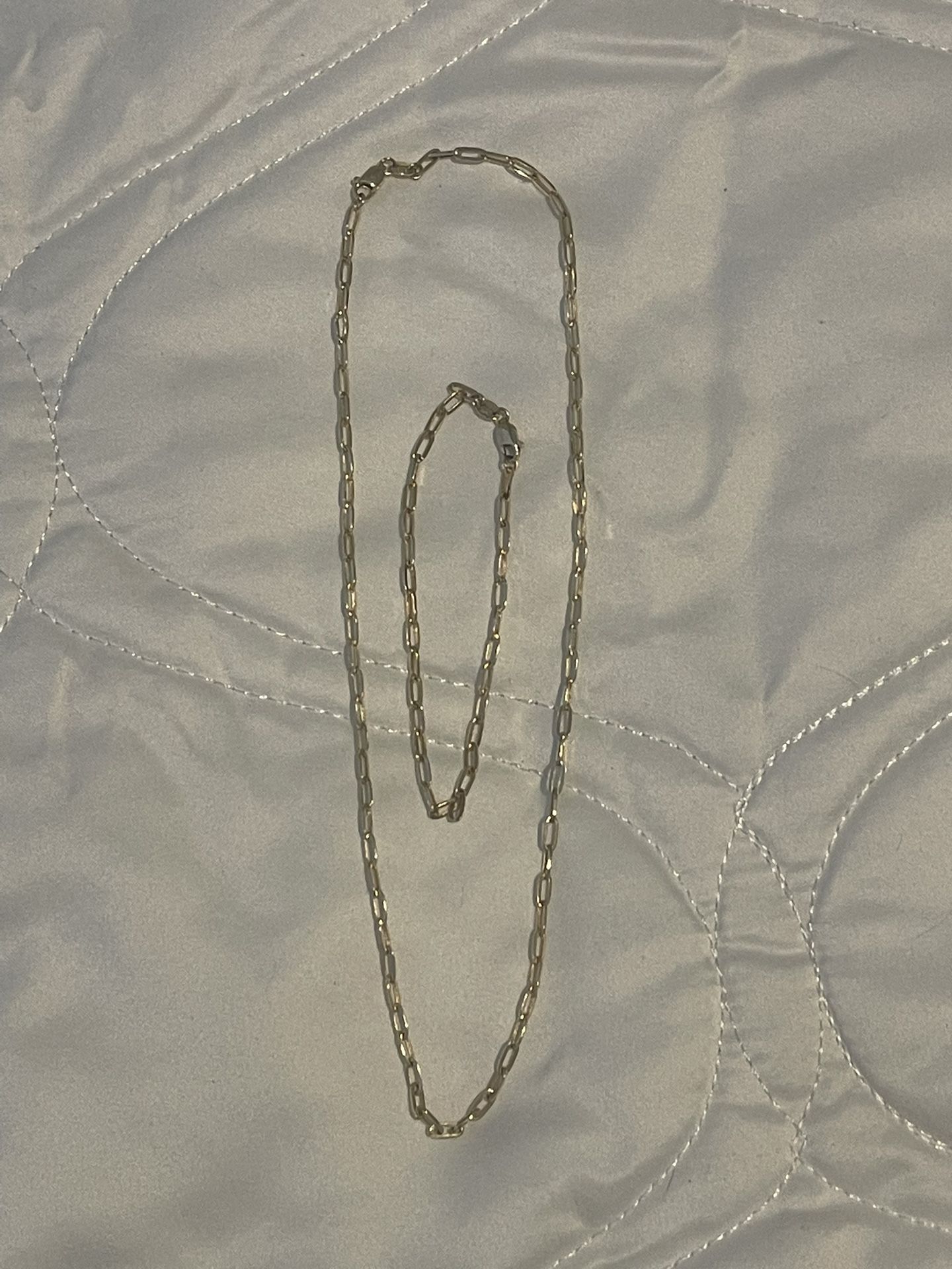 Gold Chain and Bracelet Set 14K