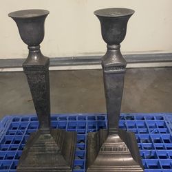 Vintage Set Of 2 Pottery Barn Mayfield Hotel Medium Taper Candleholder Bougeoir- Home Decor