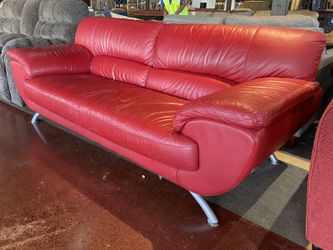 Vibrant Red Contemporary Angled Arm Sofa