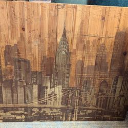 Wood New York City Skyline Wall Art – 35.5"x27" Rustic Modern