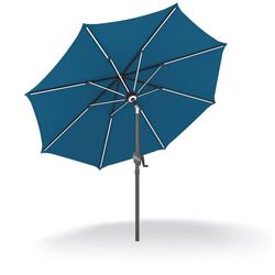 9Ft/10Ft Market Umbrella with Solar LED Lights, Outdoor Table Umbrella with Tilt