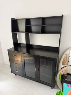 Kitchen Pantry Cabinet | Coffee Station | Black