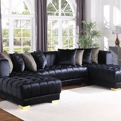 Black And Gold Sectional Pillows Included Finance Available 