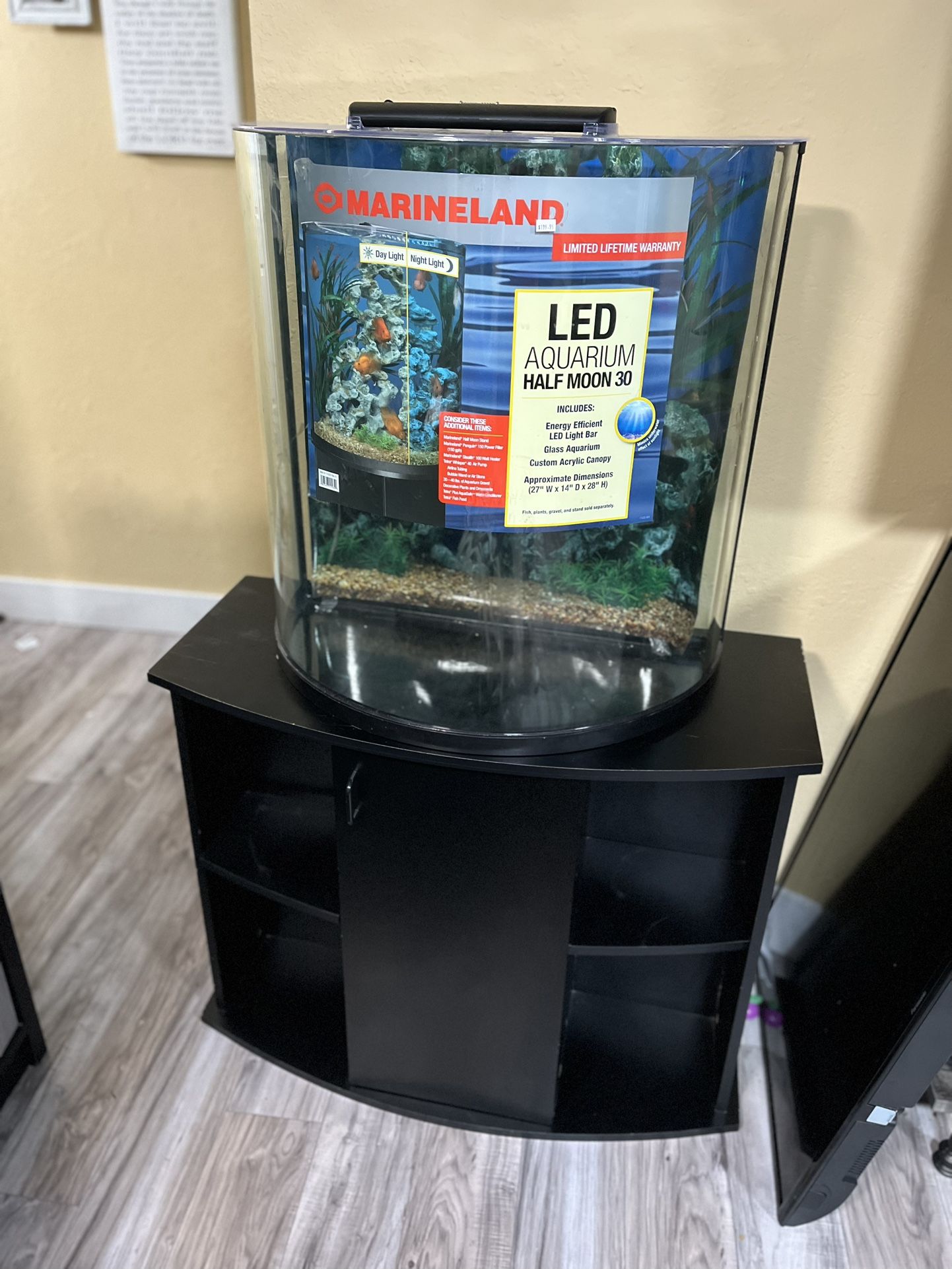 Marineland Half Moon LED Aquarium Combo Kit, 30 Gallons - CountryMax