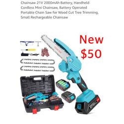 New Mini Chainsaw 6 Inch Cordless, Mini Electric Chainsaw 21V Battery, Handheld Cordless Mini Chainsaw, Battery Operated Portable Chain Saw $50