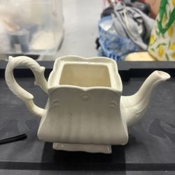 Peppertree Tabletops White Porcelain Patterned Teapot Cup Missing