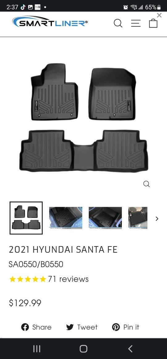 2021 And 2022 HYUNDAI SANTA FE
SA0550/B0550 Floor Mats