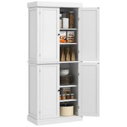 HOMCOM 72" Kitchen Pantry Cabinet w/Adjustable Shelves, White