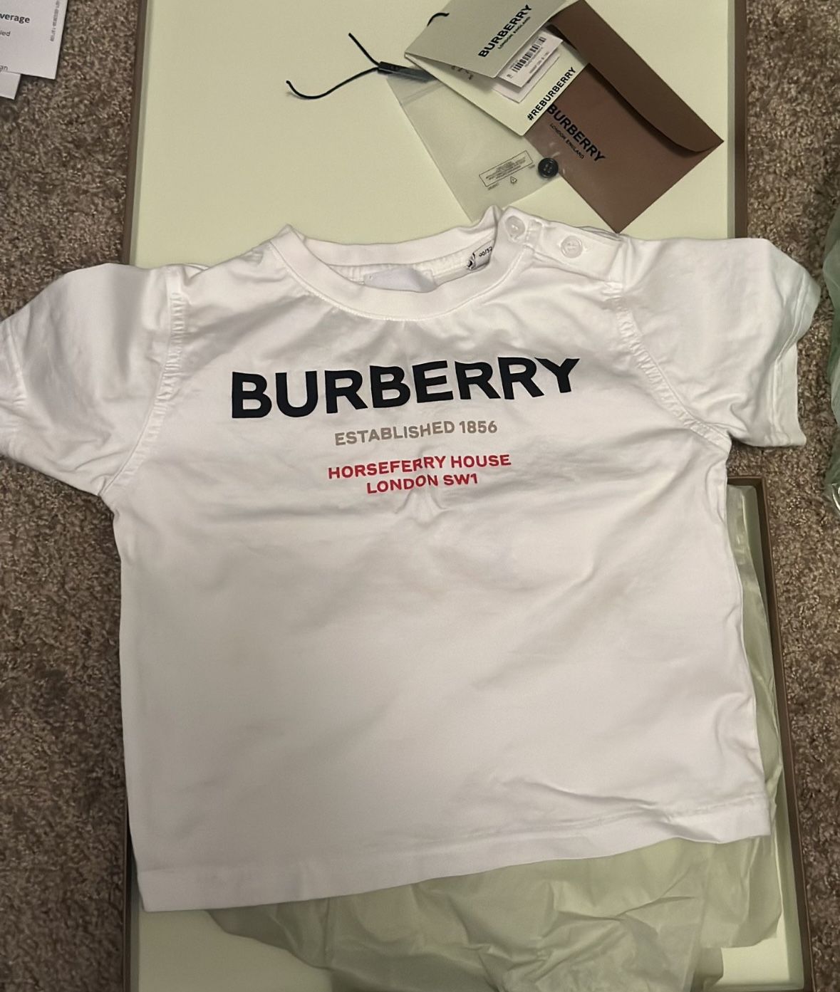 White Burberry Logo Toddler 