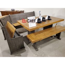 Solid Wood Dining Nook With Bench 