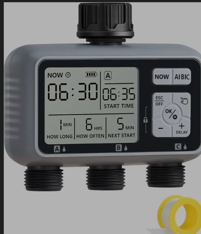 DEWENWILS 3 Zone Sprinkler Timer, Outdoor Water Timer, Programmable Hose Faucet Controller, Automatic Garden Watering System for Garden, Lawn, Yard