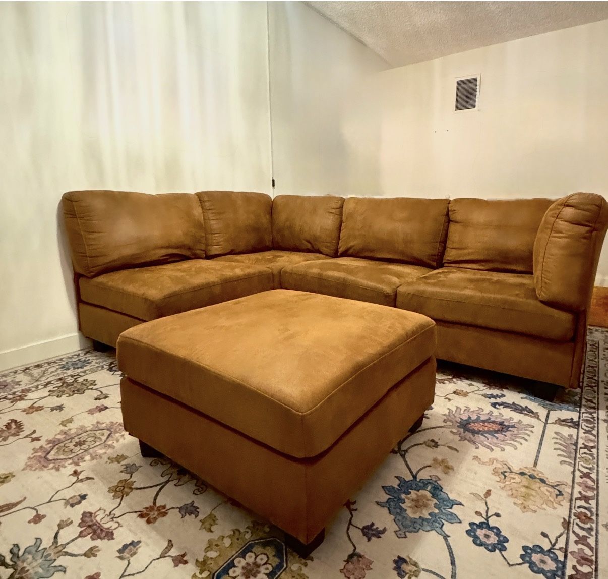 Used Modular Sectional Brown With Ottoman