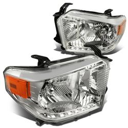 14-17 Toyota Tundra Chrome Housing Headlights With Amber Corners, OEM Style, Luces Estilo Original