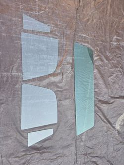 Original 1968 Dodge D200 Truck Auto Glass Set (Clear Sides & Wings + Factory Green Tint Rear Glass)