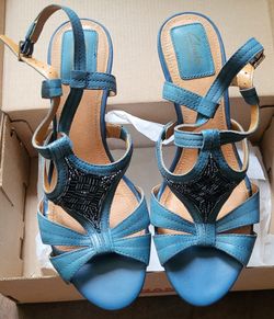 Clarks Bendables Teal Beaded Strappy Sandals
