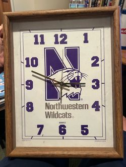 Northwestern Wildcats Clock 14x11