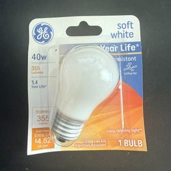 GE 40A15W/CF/CD1-MP 40W White A15 Light Bulb – Medium Base, 355 Lumens, 4-Pack