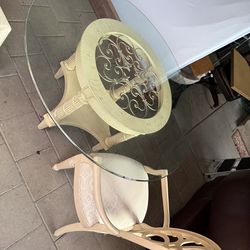 Glass table w/chairs vintage
