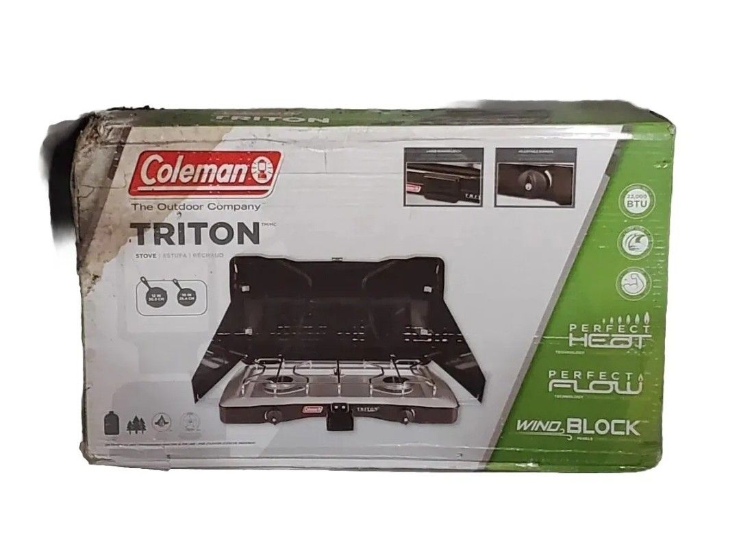 Coleman Triton Portable Camping Stove Grill 2-Burner 22,000 BTU New Open Box