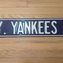 Official MLB New York Yankees Ave. Steel Sign 36x6 Blue & White MLB Street Sign