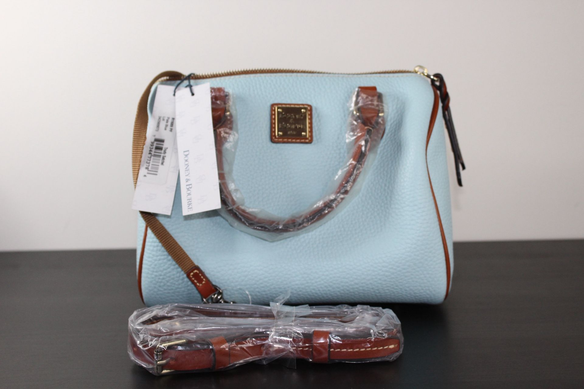 New Dooney & Bourke Pebble Grain Trudy Satchel Pale Blue Crossbody Handbag
