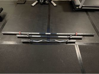 Titan Fitness Olympic Barbells + Wall Hanger
