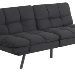 Memory Foam Futon, Black Faux Suede