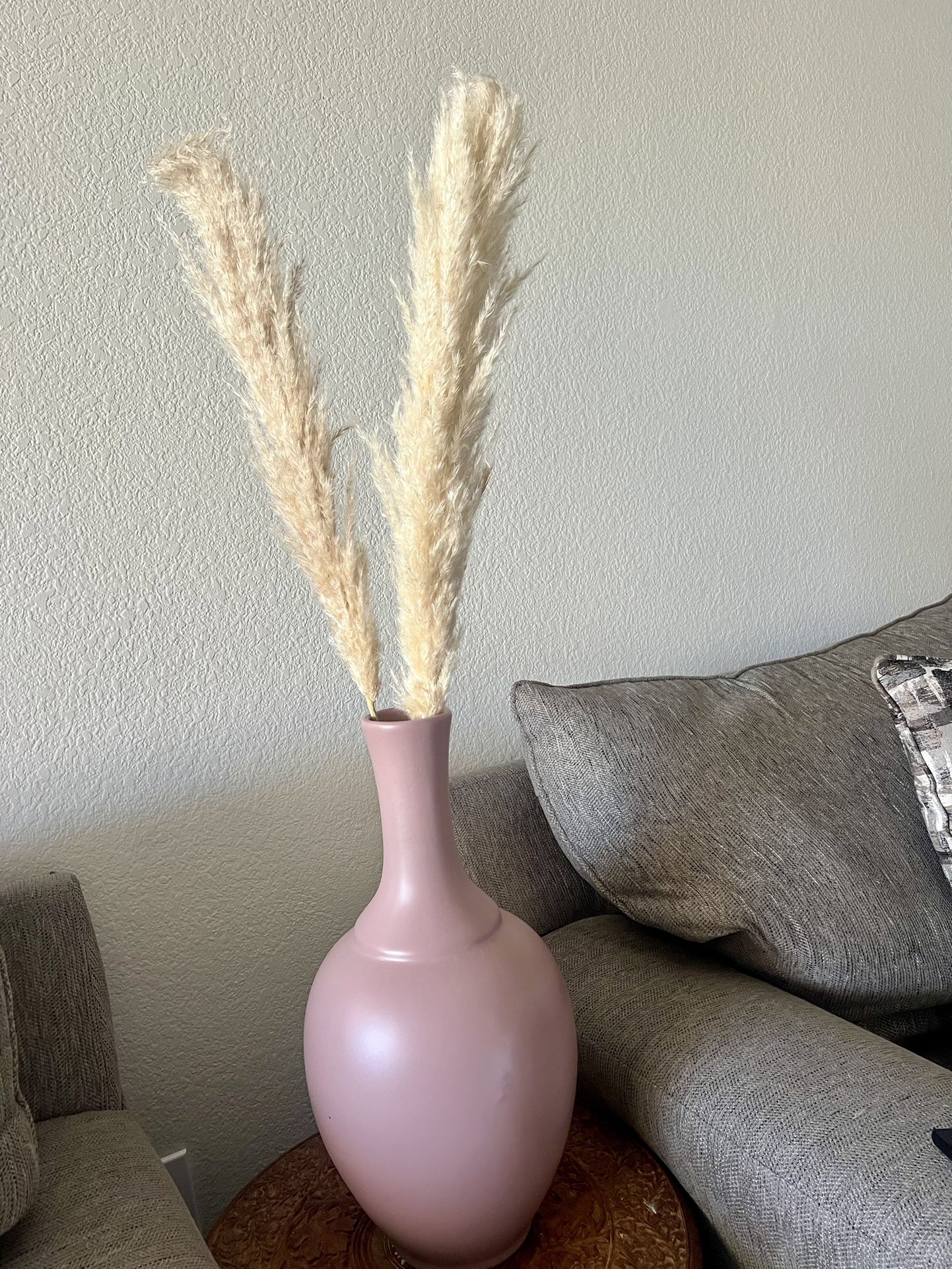 Boho Large Pink Vase With Pampas Grass 