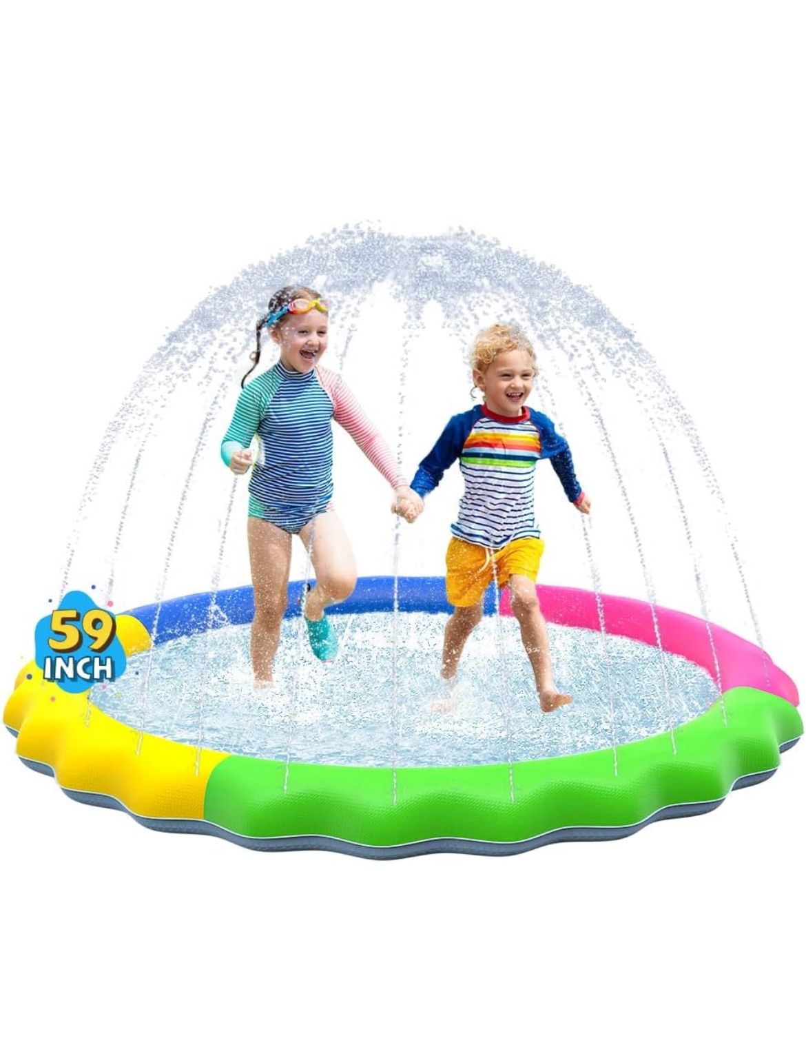 VISTOP Non-Slip Splash Pad for Kids and Dog, Thicken Sprinkler Pool Summer Outdoor Water Toys - Fun Backyard Fountain Play Mat for Baby Girls Boys Chi