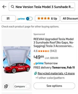 Tesla model 3 roof sunshade grey