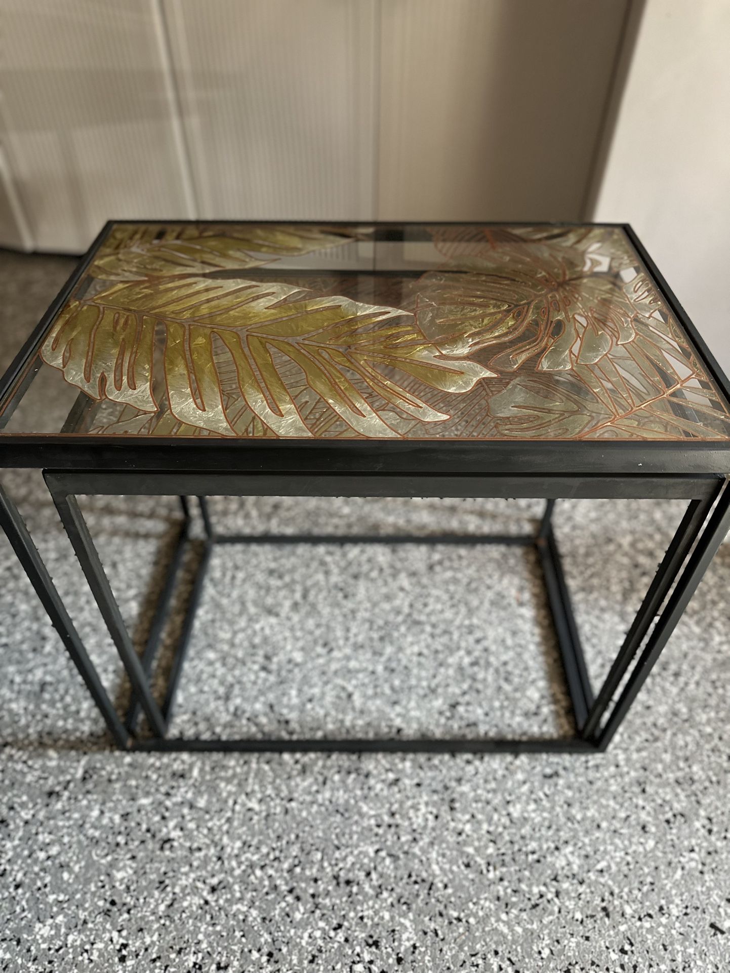 2 Glass Leaf Tables