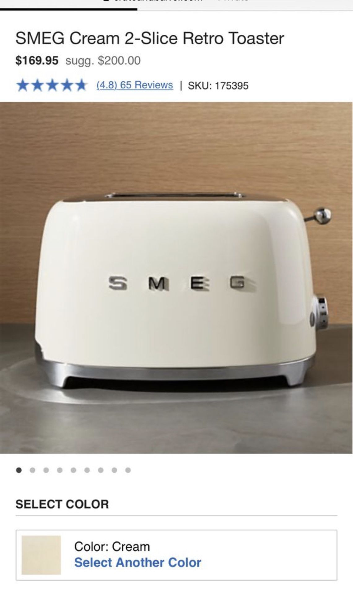 NEW, NEVER USED, SMEG CREAM TOASTER, IN BOX!