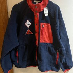 Women's WEAR by Erin Andrews New England Patriots Polar Fleece Raglan Full-Snap Jacket XXL