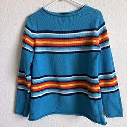 Vintage Ralph Lauren Southwest Sunset Striped Crewneck Sweater M 100% Cotton 