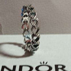 Pandora Authentic Brand New Sparkling Linked Hearts Love Ring Size 7 