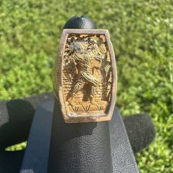 18k yellow gold vintage ancient Roman warrior ring 13.6g