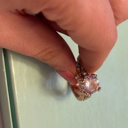 Rose Gold Ring with Pink Center Stone:
