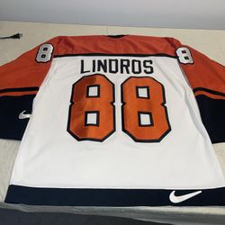 Eric Lindros Nike Philadelphia Flyers Jersey Mens Xl 52 Clean Sewn Mic White Nhl