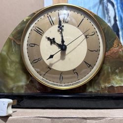 Vintage Whitehall Hammond Synchronous Marble & Brass Mantel Clock