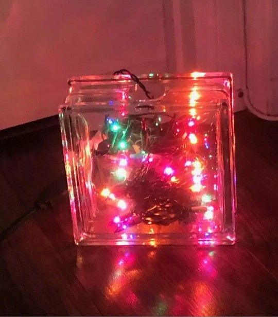 Christmas Decoration Glass Block Multicolor