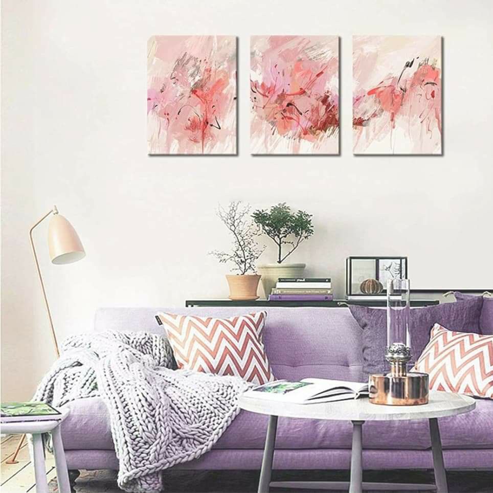 Pink Abstract Wall Art Modern Canvas