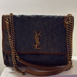 Authentic YSL (Saint Laurent) Denim Flap Shoulder Bag