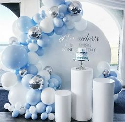 136 PCS macaron Blue balloons decorations kit