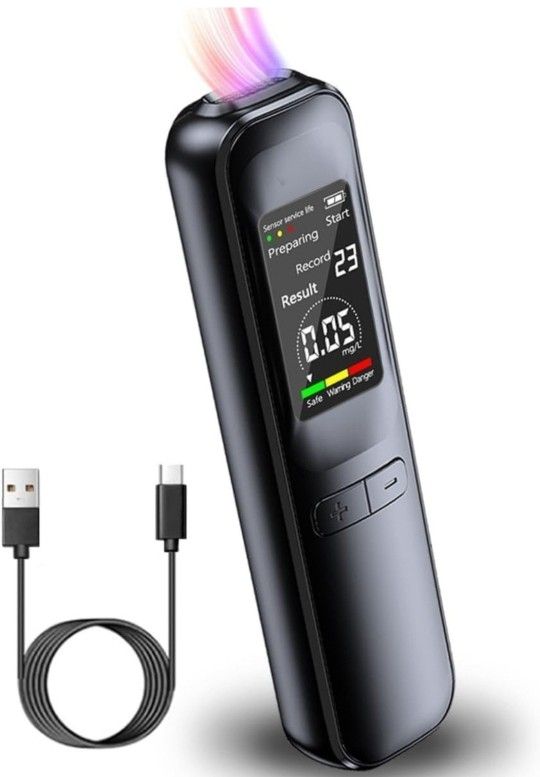 Non-Contact Breathalyzer, Newly Upgraded Portable Breathalyzer Tester with 3-Color Screen Display Type-C Alcohol Breathalyzer