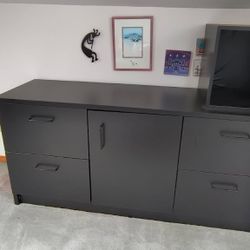 Black Storage Cabinet and File Drawers 